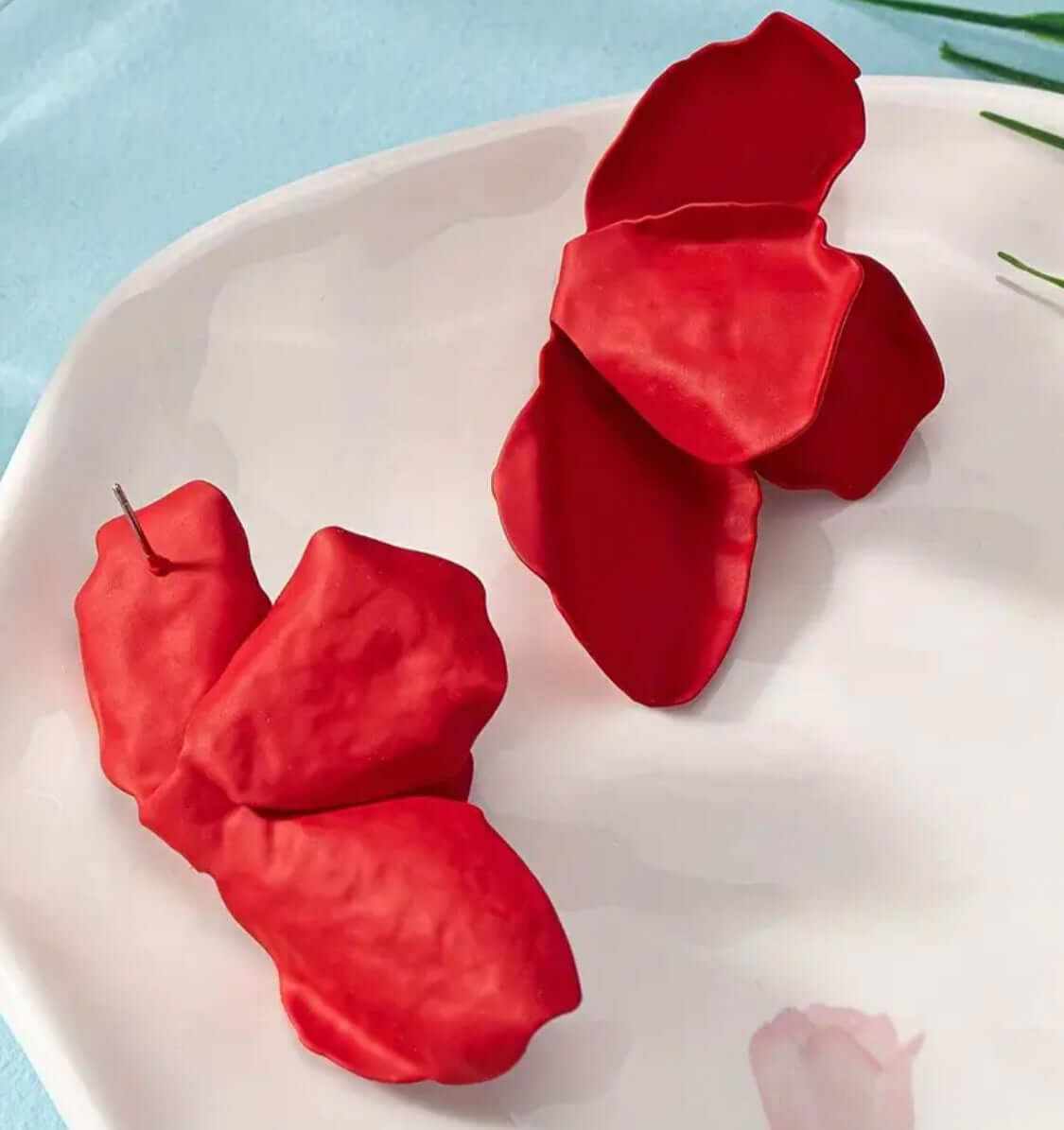 Scarlet petal bloom earrings
