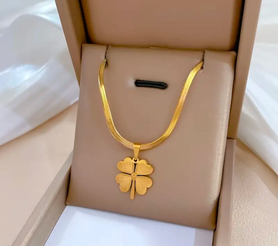 Golden Silver Clover Charm