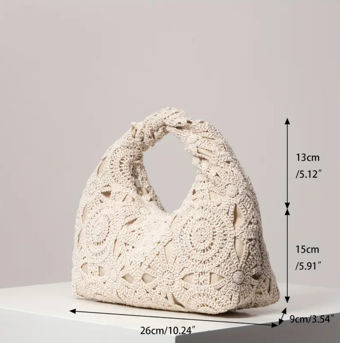 Luna Crochet Bloom Bag – Ivory Edition