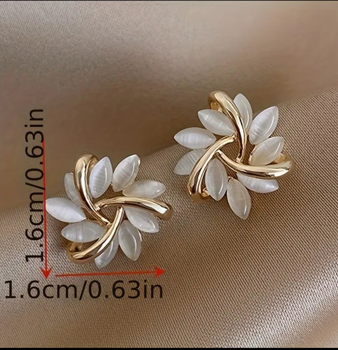 Golden Leaf Blossom Stud Earrings