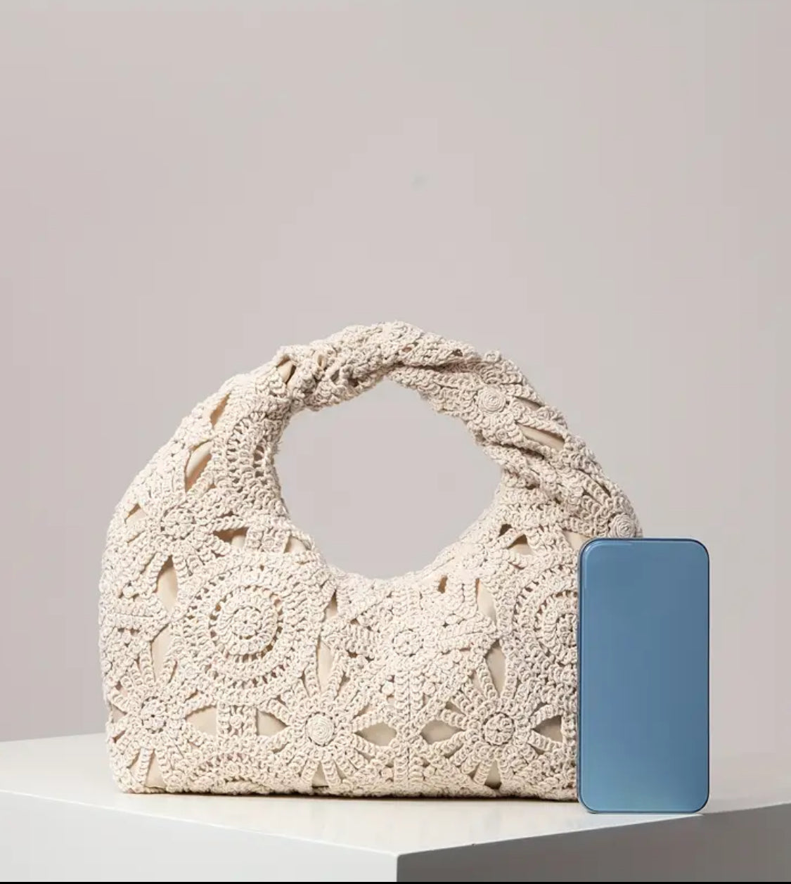 Luna Crochet Bloom Bag – Ivory Edition