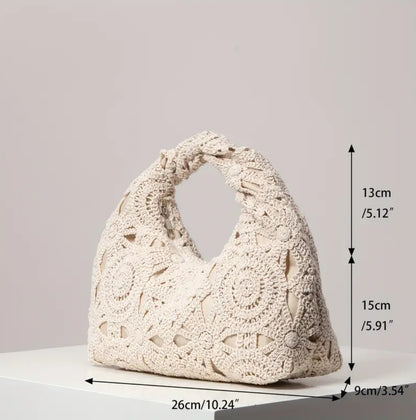 Luna Crochet Bloom Bag – Ivory Edition